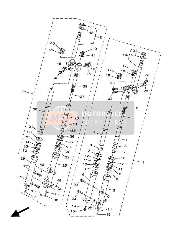 Yamaha MW125A 2015 Tenedor frontal para un 2015 Yamaha MW125A